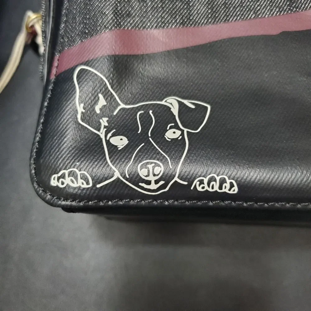 Ellen DeGeneres black denim puppy dog bag